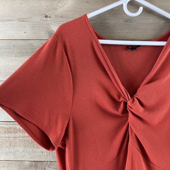 Torrid Womens Dress Short Sleeve Twist Knot Front Babydoll Skater Size 3 3X - Picture 4 of 7